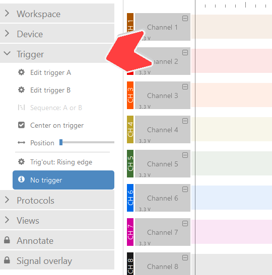 Logic Analyzer trigger options