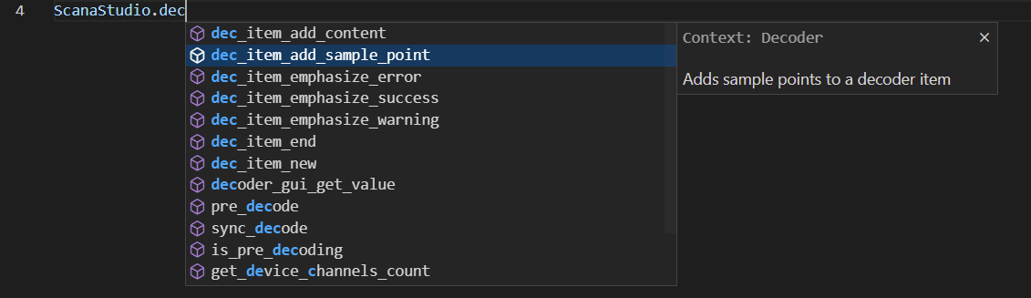 VSCode autocompletion example